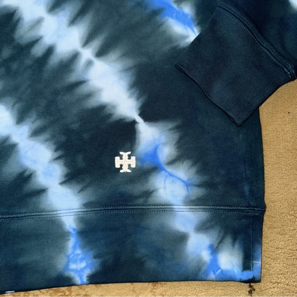 Tory Burch Blue Tie-Dye Crew Neck Sweater - Picture 5 of 6
